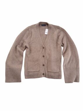 GAP CashSoft Pocket Cardigan Sweater V-Neck Taupe Beige Size Small NWT